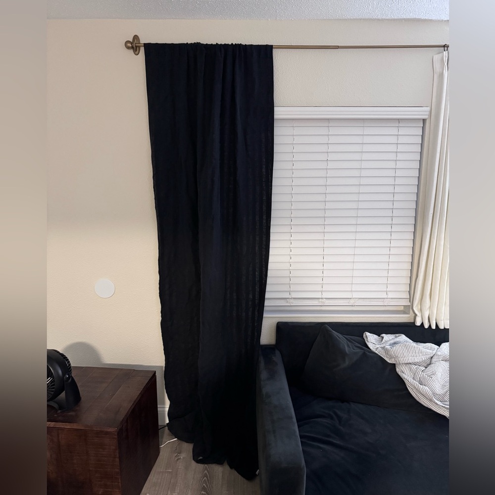 CB2 Track Black Striped Curtain Panel 48" x 108" Modern Minimalist Single Panel